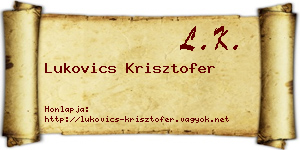 Lukovics Krisztofer névjegykártya